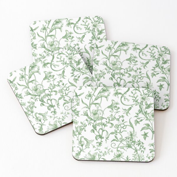 Item preview,  Floral pattern. Green flowers and leaves on a white background. designed and sold by MagelliShop.