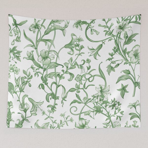 Item preview,  Floral pattern. Green flowers and leaves on a white background. designed and sold by MagelliShop.