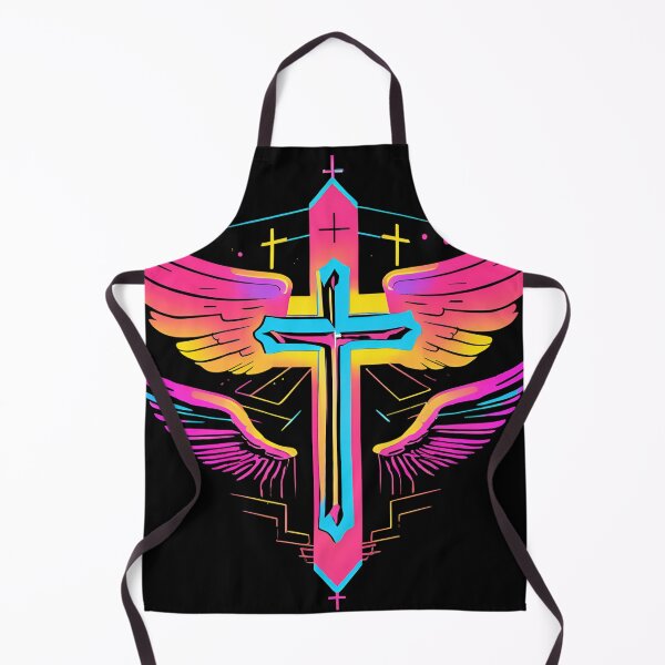 Item preview, Cool Surrealist Cross with Wings | Vibrant Synthwave Religious Iconography | Divine Symbolism Design D1 designed and sold by pixelandcrafted.