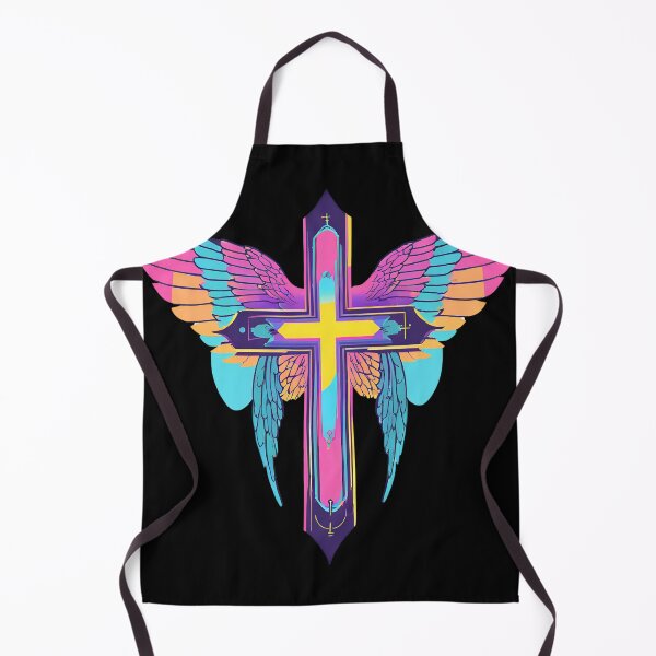 Item preview, Cool Surrealist Cross with Wings | Vibrant Synthwave Religious Iconography | Divine Symbolism Design D2 designed and sold by pixelandcrafted.