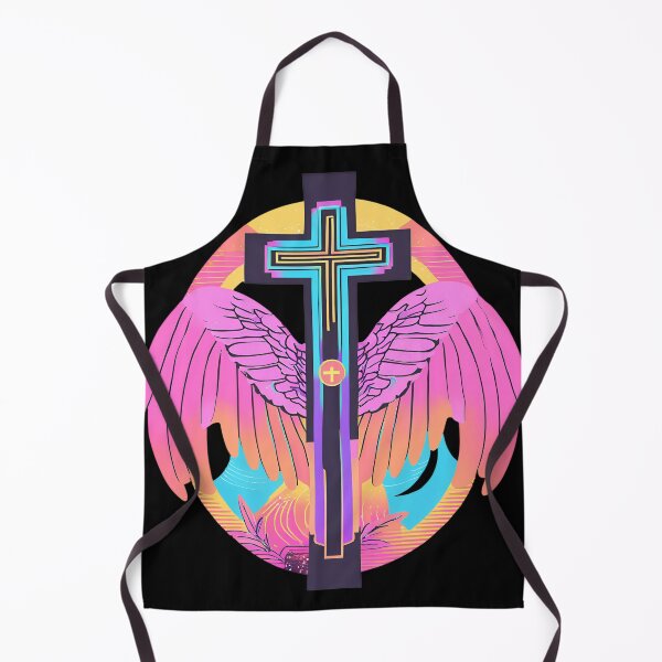 Item preview, Cool Surrealist Cross with Wings | Vibrant Synthwave Religious Iconography | Divine Symbolism Design D5 designed and sold by pixelandcrafted.