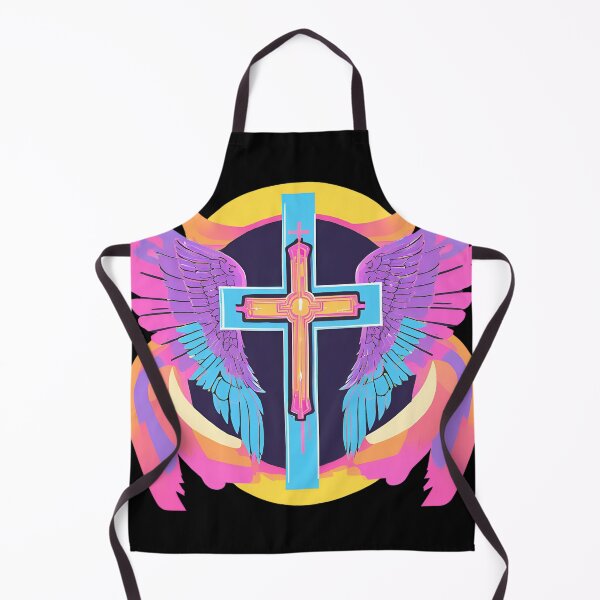 Item preview, Cool Surrealist Cross with Wings | Vibrant Synthwave Religious Iconography | Divine Symbolism Design D6 designed and sold by pixelandcrafted.