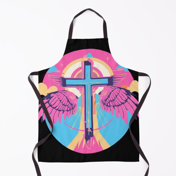 Item preview, Cool Surrealist Cross with Wings | Vibrant Synthwave Religious Iconography | Divine Symbolism Design D7 designed and sold by pixelandcrafted.