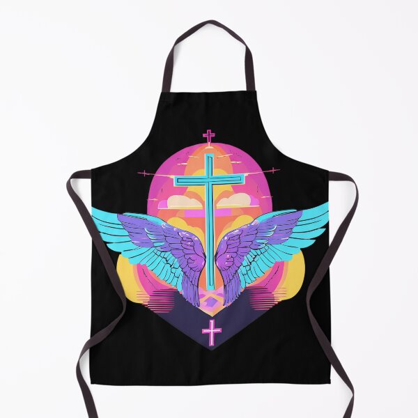 Item preview, Cool Surrealist Cross with Wings | Vibrant Synthwave Religious Iconography | Divine Symbolism Design D8 designed and sold by pixelandcrafted.