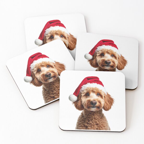 Item preview, Funny Poodle Wearing Christmas Hat designed and sold by LazyOwlStore.