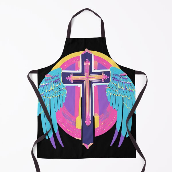 Item preview, Cool Surrealist Cross with Wings | Vibrant Synthwave Religious Iconography | Divine Symbolism Design D9 designed and sold by pixelandcrafted.