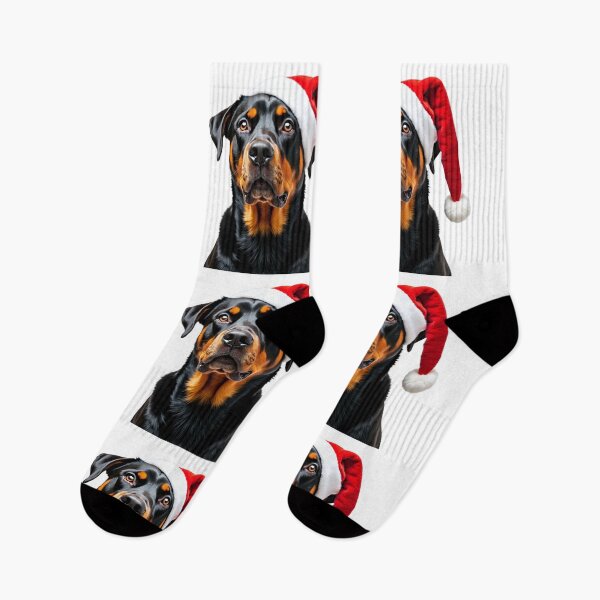 Item preview, Funny Rottweiler Wearing Christmas Hat designed and sold by LazyOwlStore.