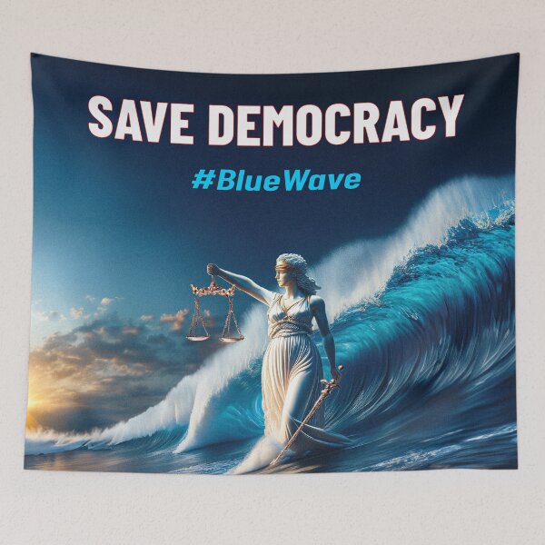 Item preview, Save Democracy - Lady Justice Bringing The Blue Wave designed and sold by Kamel Designs.