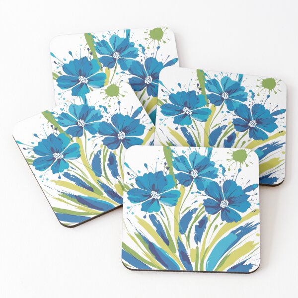 Item preview, Abstract Blue Blooms “blue flowers” designed and sold by LittleBlueBuds.
