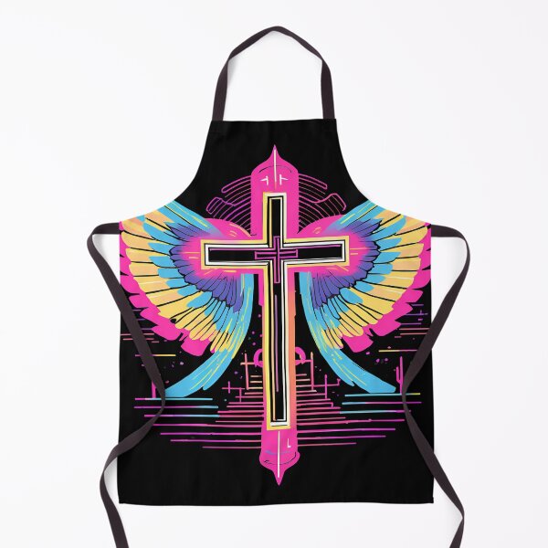 Item preview, Cool Surrealist Cross with Wings | Vibrant Synthwave Religious Iconography | Divine Symbolism Design D10 designed and sold by pixelandcrafted.