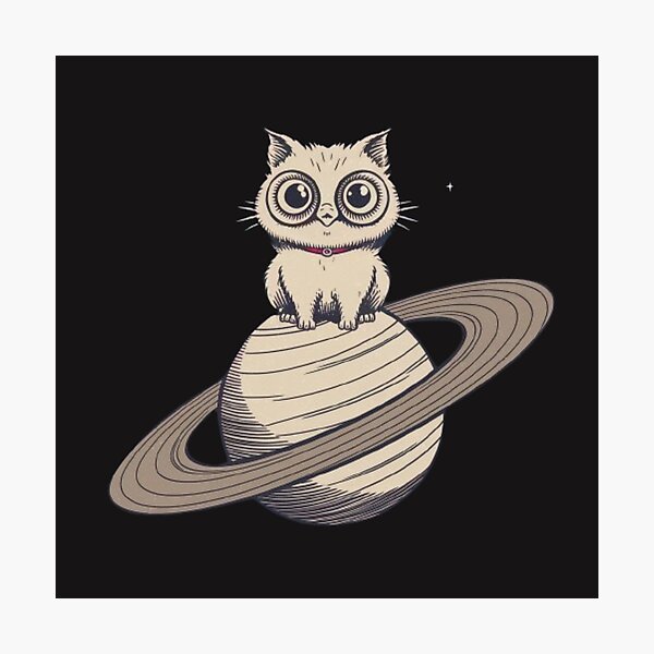 Item preview, a cat sitting on Saturn designed and sold by 123ks.