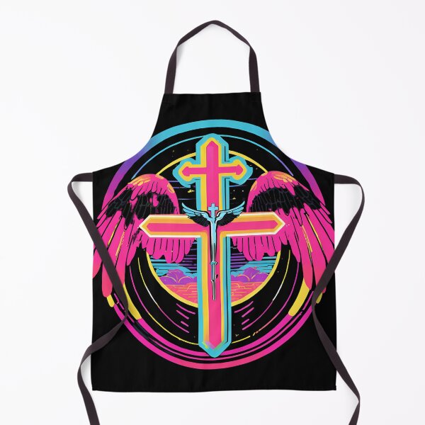 Item preview, Cool Surrealist Cross with Wings | Vibrant Synthwave Religious Iconography | Divine Symbolism Design D11 designed and sold by pixelandcrafted.
