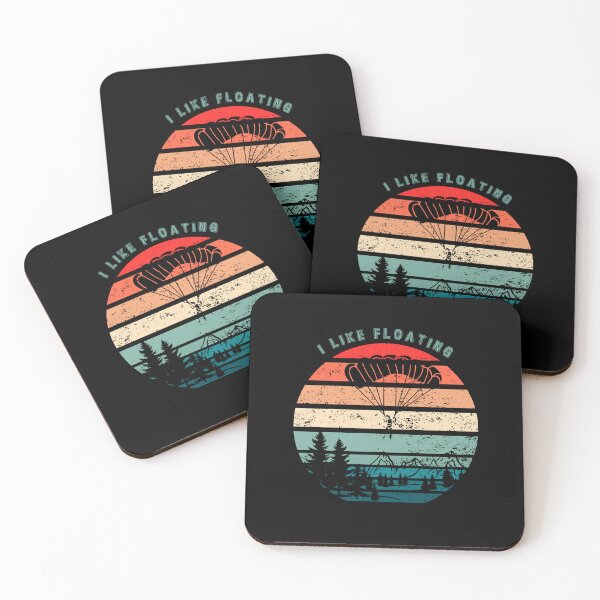 Item preview, I like floating - retro skydiving silhouette in natural setting designed and sold by KolbaVison.