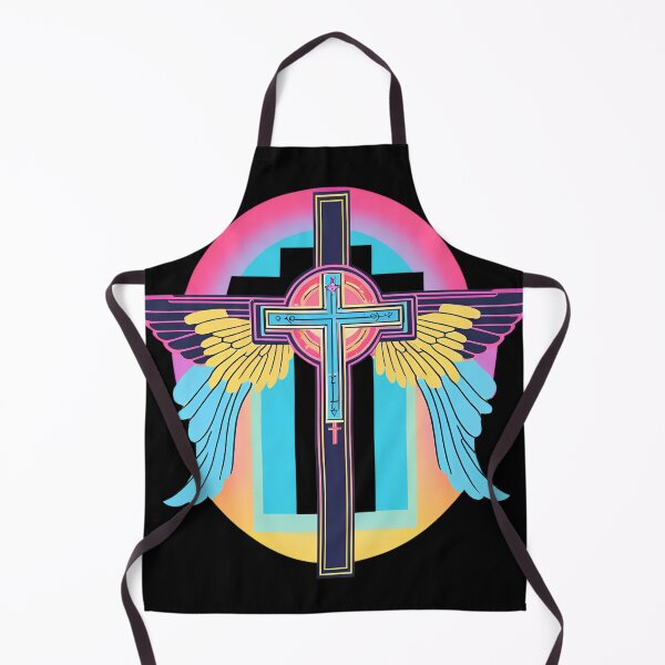 Item preview, Cool Surrealist Cross with Wings | Vibrant Synthwave Religious Iconography | Divine Symbolism Design D13 designed and sold by pixelandcrafted.