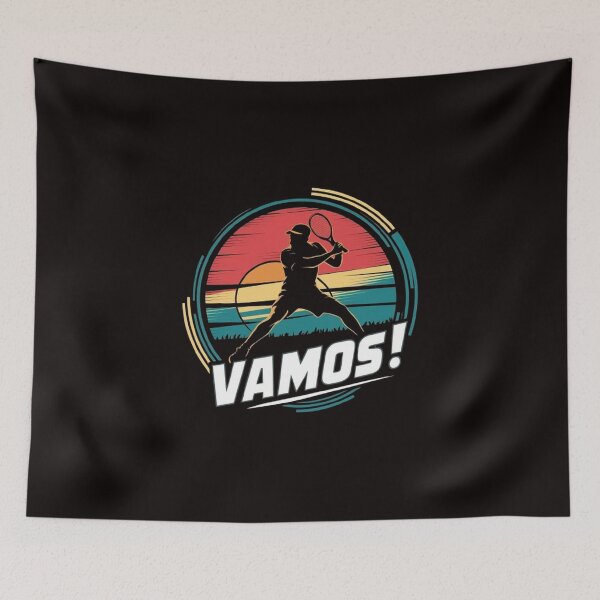 Item preview, Vamos! Retro Tennis Player T-Shirt: Vibrant Sporty Art & Empowering Design designed and sold by masteryStore.
