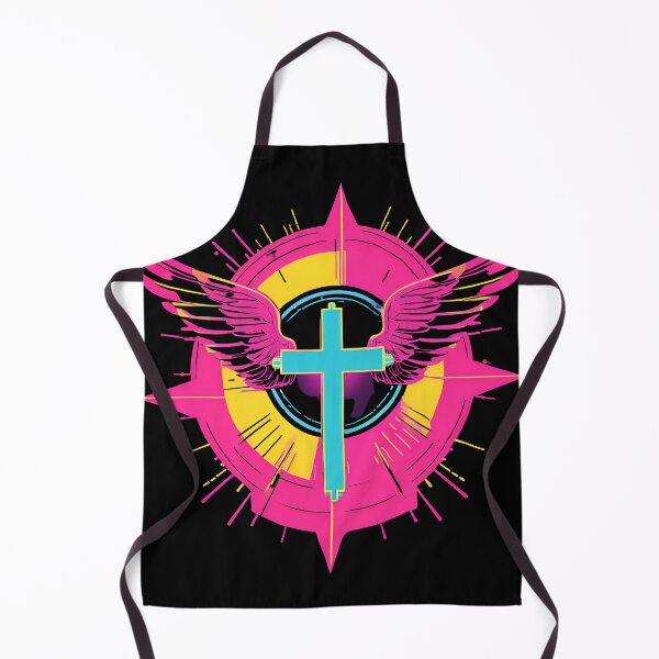 Item preview, Cool Surrealist Cross with Wings | Vibrant Synthwave Religious Iconography | Divine Symbolism Design D15 designed and sold by pixelandcrafted.