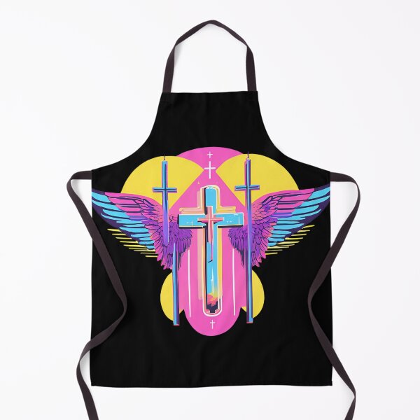 Item preview, Cool Surrealist Cross with Wings | Vibrant Synthwave Religious Iconography | Divine Symbolism Design D17 designed and sold by pixelandcrafted.