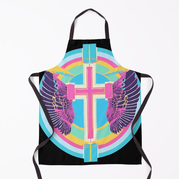 Item preview, Cool Surrealist Cross with Wings | Vibrant Synthwave Religious Iconography | Divine Symbolism Design D18 designed and sold by pixelandcrafted.