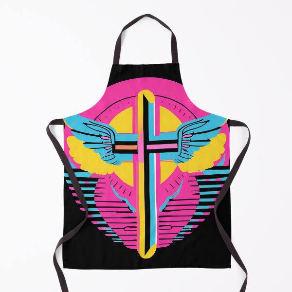 Item preview, Cool Surrealist Cross with Wings | Vibrant Synthwave Religious Iconography | Divine Symbolism Design D20 designed and sold by pixelandcrafted.