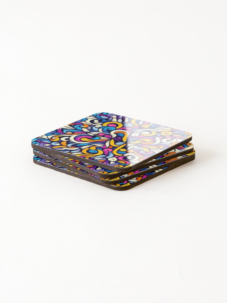 Thumbnail 4 of 5, Coasters (Set of 4), Vibrant Complementary Color Pattern designed and sold by RuiFernandes.