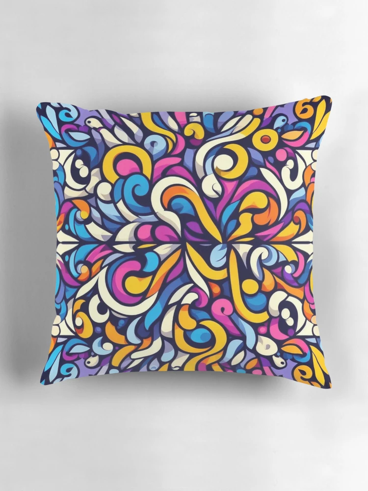 Thumbnail 3 of 4, Pillow, Vibrant Complementary Color Pattern designed and sold by Rui Fernandes.
