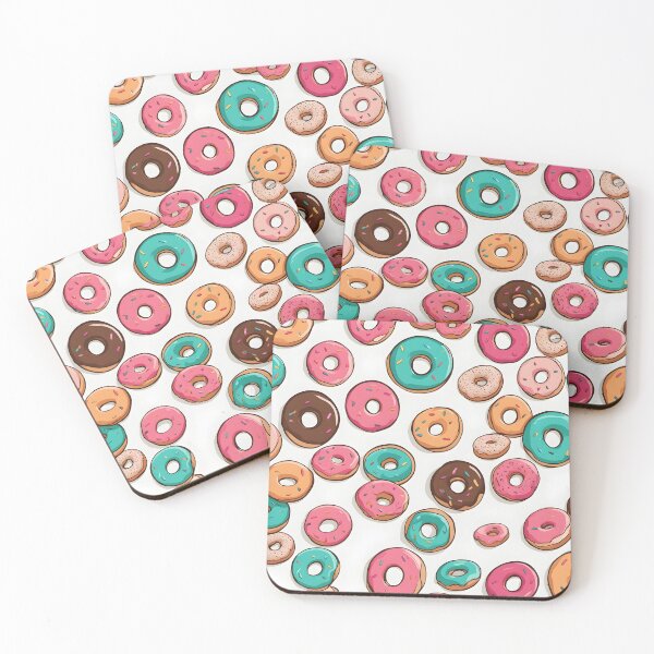 Item preview, Colorful Sprinkled Donuts Pattern - Cute Minimalist Design on Light Blue Background designed and sold by CrownedCanvas.