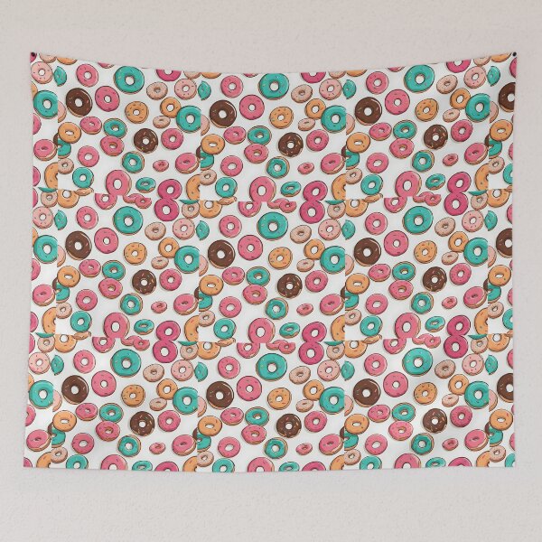 Item preview, Colorful Sprinkled Donuts Pattern - Cute Minimalist Design on Light Blue Background designed and sold by CrownedCanvas.