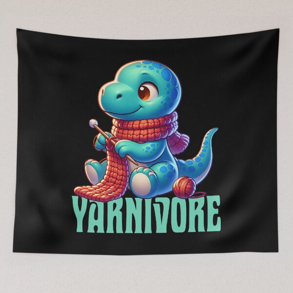 Item preview, Yarnivore - silly knitting dinosaur designed and sold by EvergreenWhimsy.