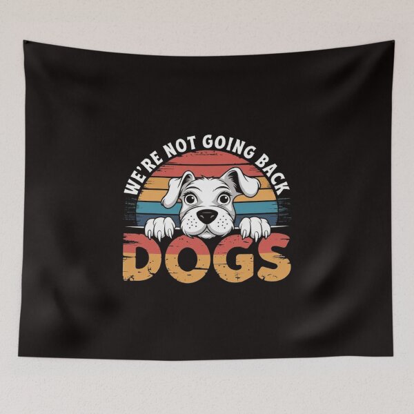 Item preview, Vintage Retro White Dog T-Shirt: 'We’re Not Going Back' Bold Typography Design designed and sold by masteryStore.