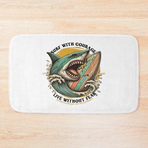 Item preview, Bold Retro Surfing Vintage Shark Surfboard for Ocean Lovers designed and sold by DrawHandArt.