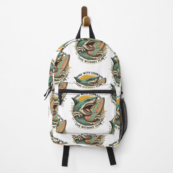 Item preview, Bold Retro Surfing Vintage Shark Surfboard for Ocean Lovers designed and sold by DrawHandArt.