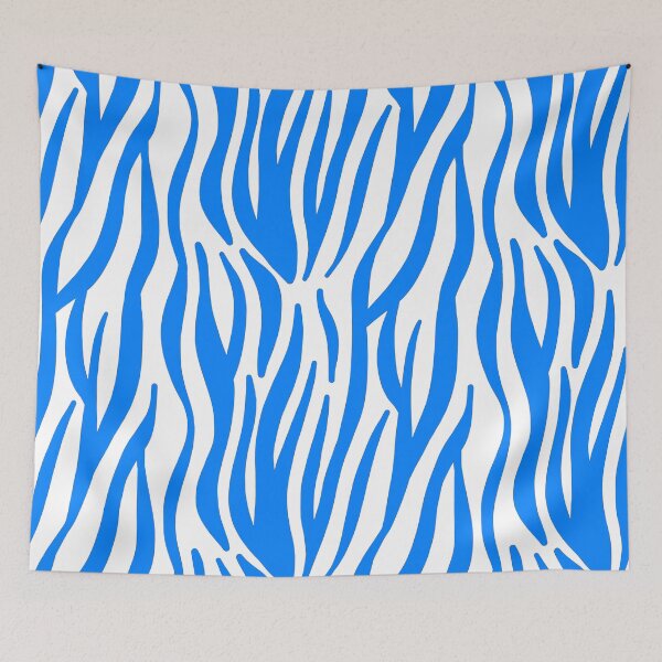 Item preview, Blue white Tiger 60s repeat pattern Retro safari  designed and sold by ModSupporters.