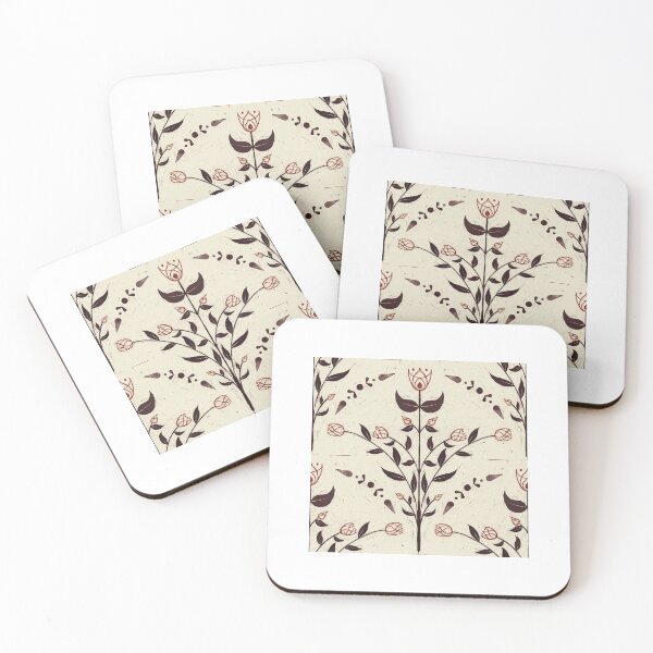 Item preview, Copy of Victorian Linocut Floral Pattern in Dark-pink designed and sold by SketchyHeart.