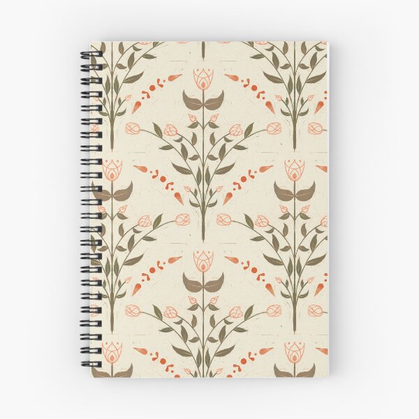 Item preview, Victorian Linocut Floral Pattern in Creamsicle designed and sold by SketchyHeart.