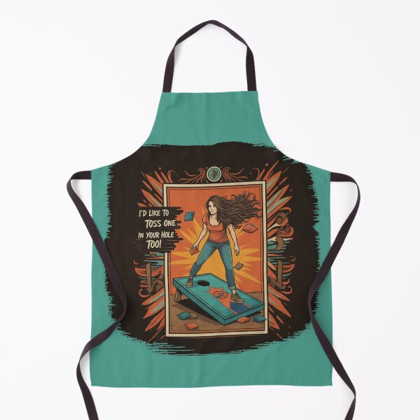 Item preview, Woman playing Cornhole "In your hole TOO!" blue designed and sold by JLEmporium.