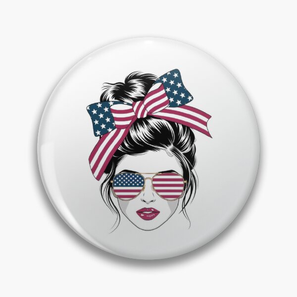 Item preview, USA Flag Bun & Aviator Sunglasses T-Shirt: Chic Woman Illustration designed and sold by masteryStore.
