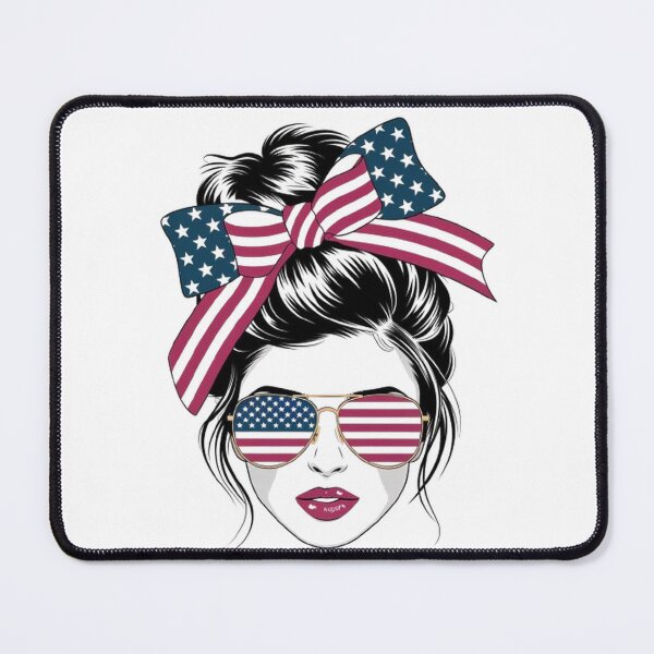 Item preview, USA Flag Bun & Aviator Sunglasses T-Shirt: Chic Woman Illustration designed and sold by masteryStore.