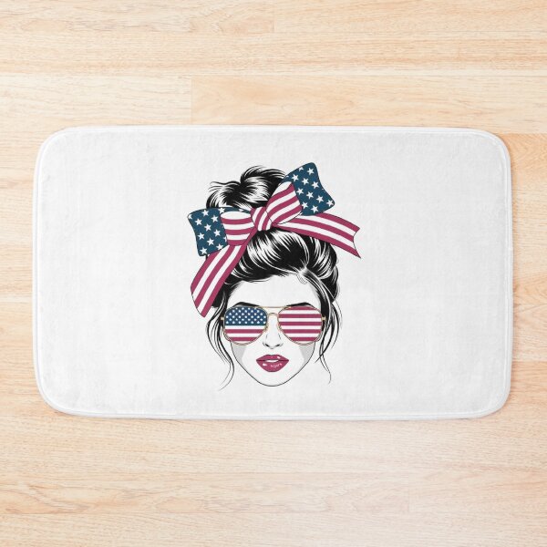 Item preview, USA Flag Bun & Aviator Sunglasses T-Shirt: Chic Woman Illustration designed and sold by masteryStore.