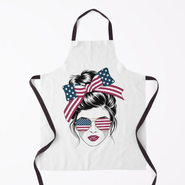 Item preview, USA Flag Bun & Aviator Sunglasses T-Shirt: Chic Woman Illustration designed and sold by masteryStore.