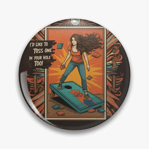 Item preview, Woman Playing Cornhole "In Your Hole TOO!" - Rust designed and sold by JLEmporium.