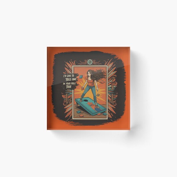 Item preview, Woman Playing Cornhole "In Your Hole TOO!" - Rust designed and sold by JLEmporium.