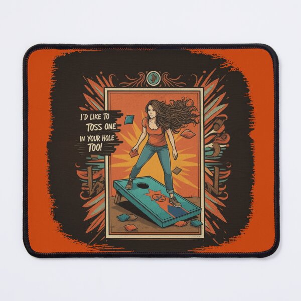 Item preview, Woman Playing Cornhole "In Your Hole TOO!" - Rust designed and sold by JLEmporium.