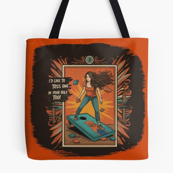 Item preview, Woman Playing Cornhole "In Your Hole TOO!" - Rust designed and sold by JLEmporium.