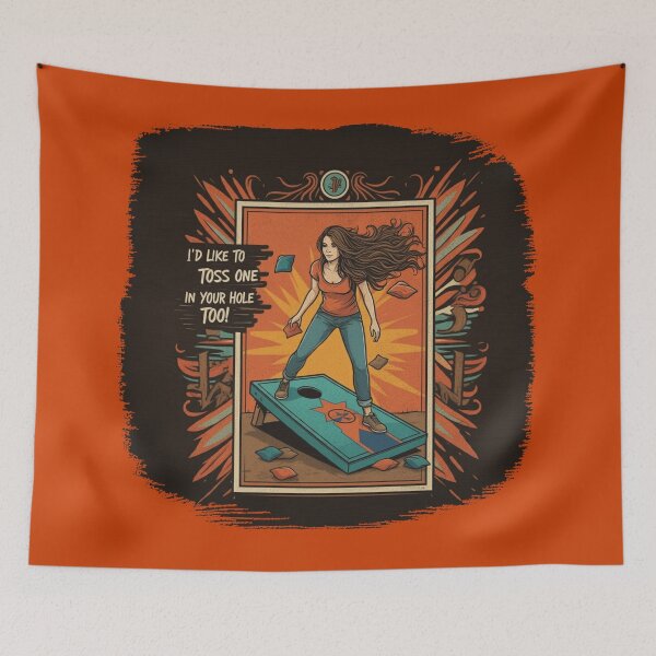 Item preview, Woman Playing Cornhole "In Your Hole TOO!" - Rust designed and sold by JLEmporium.