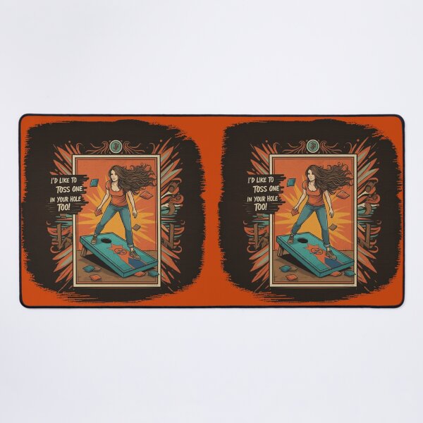 Item preview, Woman Playing Cornhole "In Your Hole TOO!" - Rust designed and sold by JLEmporium.