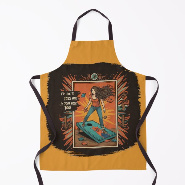 Item preview, Woman Playing Cornhole "In Your Hole TOO!" - Bronze Yellow designed and sold by JLEmporium.