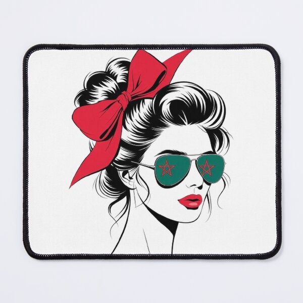 Item preview, Morocco Flag Bun , Aviator Sunglasses T-Shirt ,Chic Woman Illustration designed and sold by masteryStore.