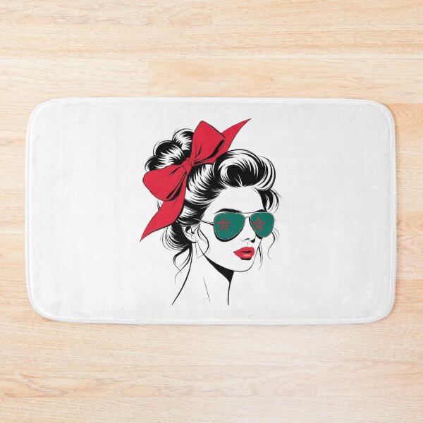 Item preview, Morocco Flag Bun , Aviator Sunglasses T-Shirt ,Chic Woman Illustration designed and sold by masteryStore.