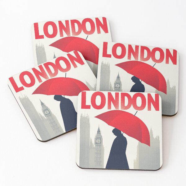 Item preview, Iconic London Scene with Red Umbrella and Big Ben Silhouettev designed and sold by Retro Travel Design.