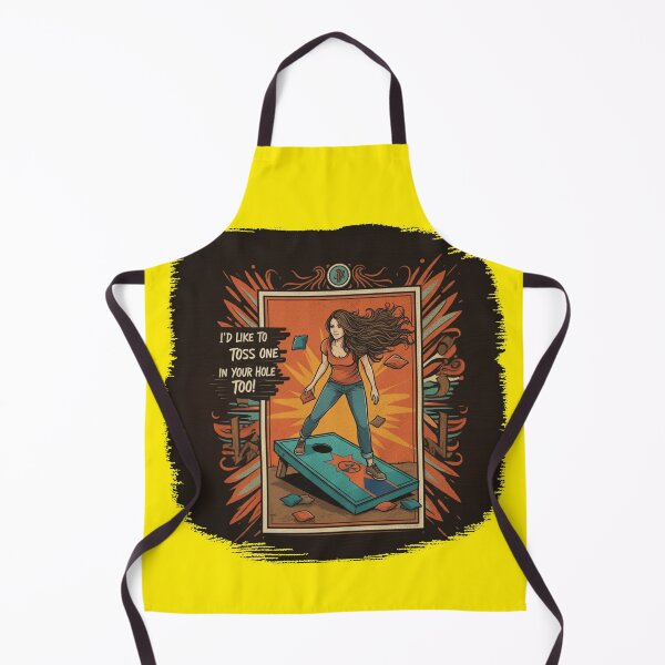 Item preview, Woman Playing Cornhole "In Your Hole TOO!" - Yellow designed and sold by JLEmporium.